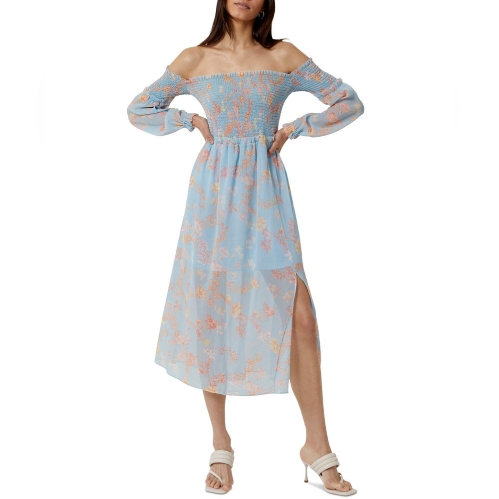 French Connection Diana Hallie smocked off-shoulder dress size 2